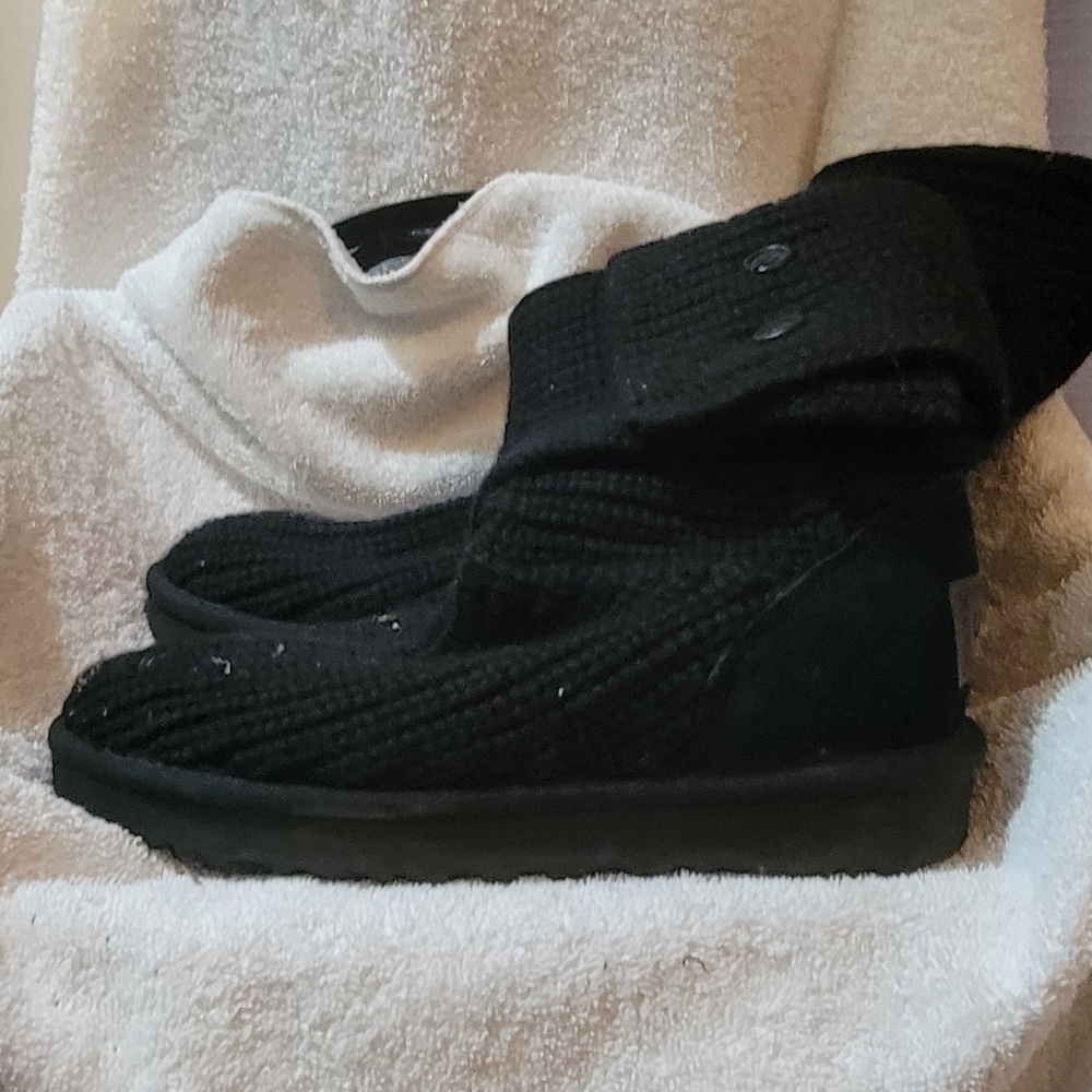 UGG Black Knit Button Boots